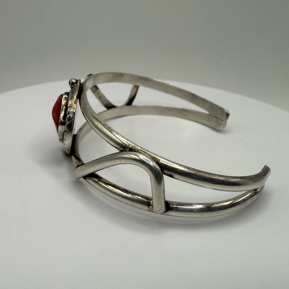 Vintage Southwestern Cuff Bracelet-Silver with Red Jasper like Style Stone - Picture 3 of 8